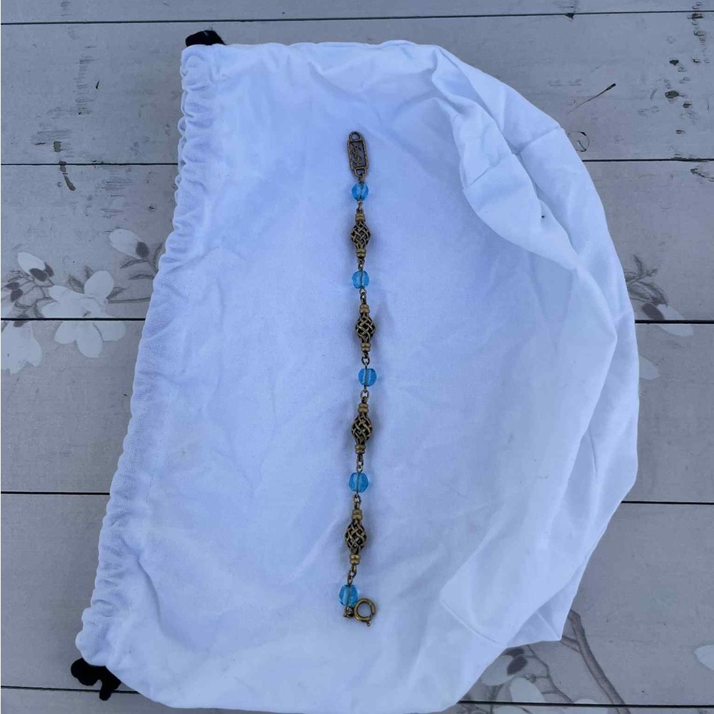 Yves Saint Laurent Blue and Gold Beaded Bracelet - Picture 4 of 4